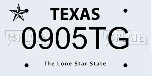 0905TG Texas License Plate