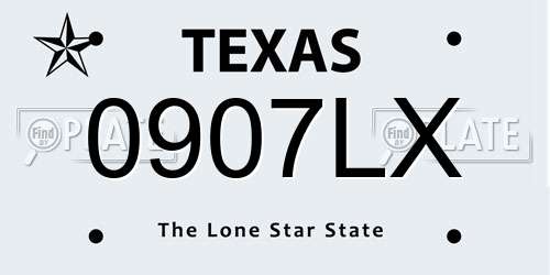 0907LX Texas License Plate