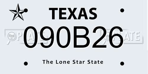 090B26 Texas License Plate