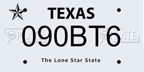 090BT6 Texas License Plate