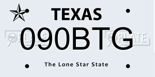 090BTG Texas License Plate