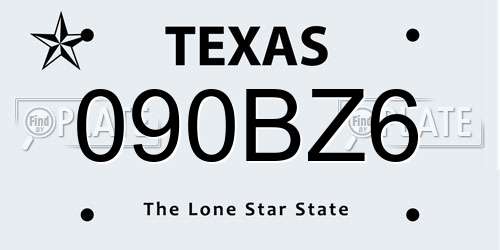 090BZ6 Texas License Plate