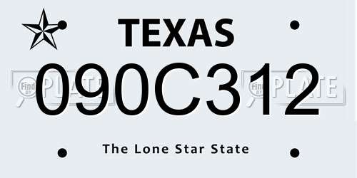 090C312 Texas License Plate
