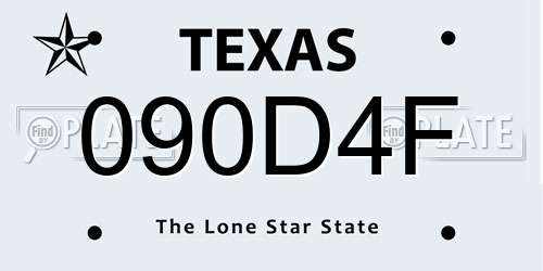 090D4F Texas License Plate