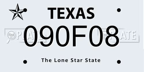 090F08 Texas License Plate