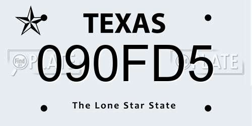 090FD5 Texas License Plate