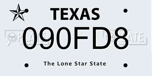 090FD8 Texas License Plate