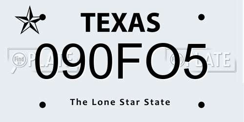 090FO5 Texas License Plate