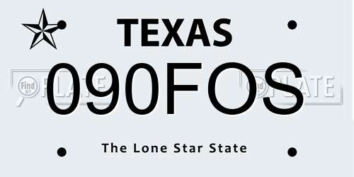 090FOS Texas License Plate