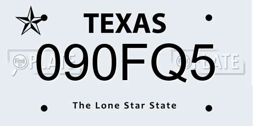090FQ5 Texas License Plate