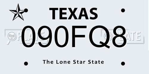 090FQ8 Texas License Plate