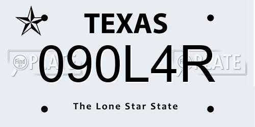 090L4R Texas License Plate