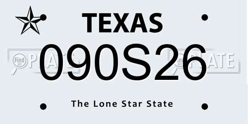 090S26 Texas License Plate