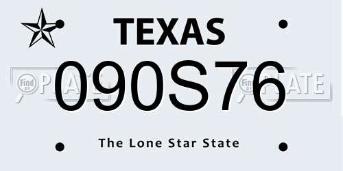 090S76 Texas License Plate