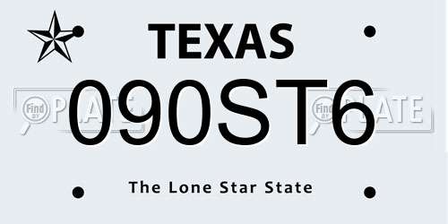 090ST6 Texas License Plate