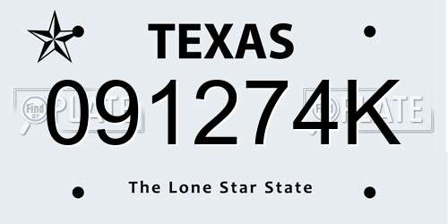 091274K Texas License Plate