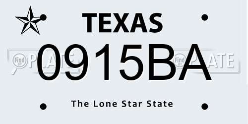 0915BA Texas License Plate