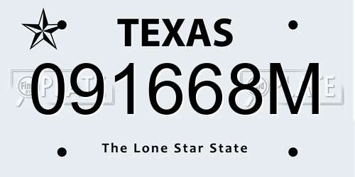 091668M Texas License Plate