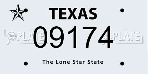 09174 Texas License Plate