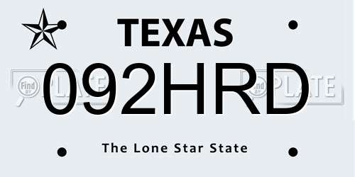 092HRD Texas License Plate