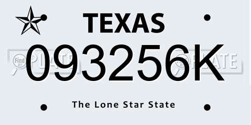 093256K Texas License Plate