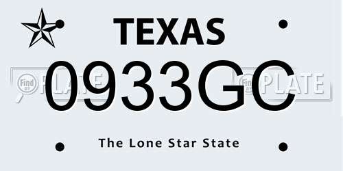 0933GC Texas License Plate