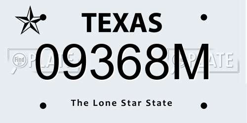 09368M Texas License Plate