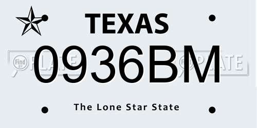 0936BM Texas License Plate