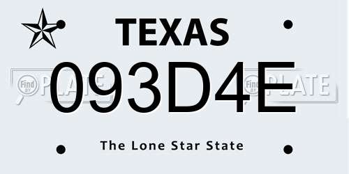 093D4E Texas License Plate
