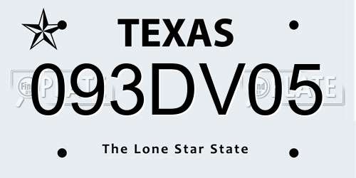 093DV05 Texas License Plate