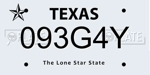 093G4Y Texas License Plate