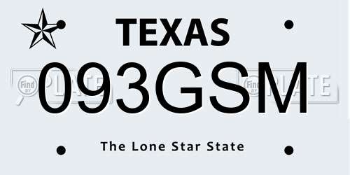 093GSM Texas License Plate