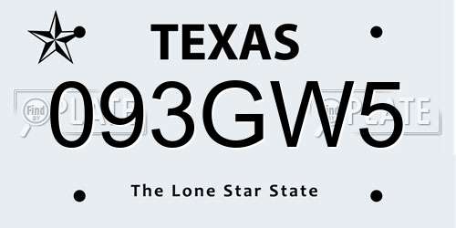 093GW5 Texas License Plate