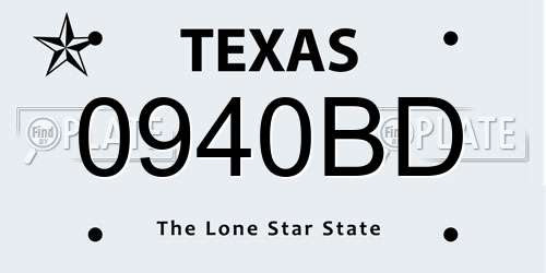 0940BD Texas License Plate