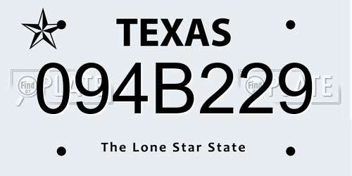 094B229 Texas License Plate