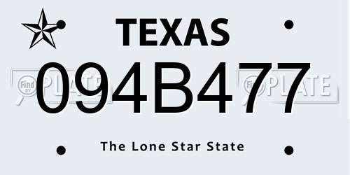 094B477 Texas License Plate
