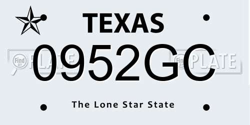 0952GC Texas License Plate