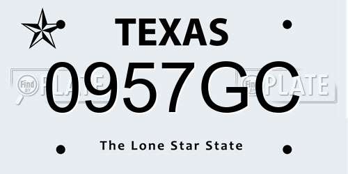 0957GC Texas License Plate