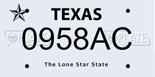 0958AC Texas License Plate