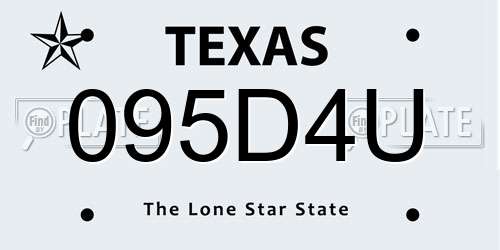 095D4U Texas License Plate