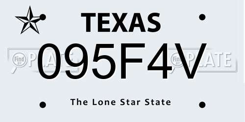 095F4V Texas License Plate