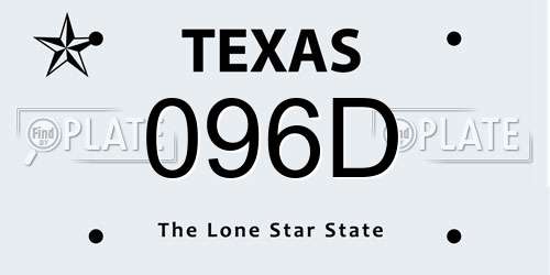 096D Texas License Plate
