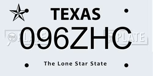 096ZHC Texas License Plate