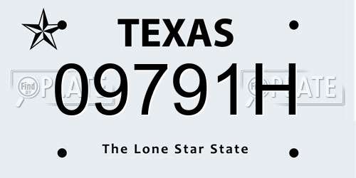 09791H Texas License Plate