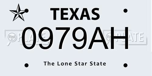 0979AH Texas License Plate