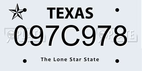 097C978 Texas License Plate