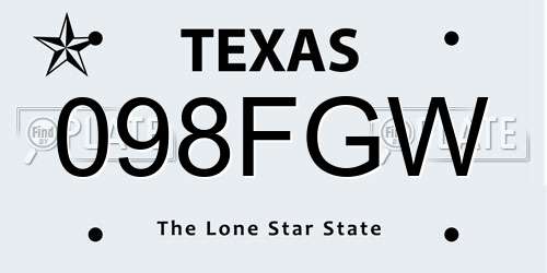098FGW Texas License Plate