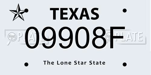 09908F Texas License Plate
