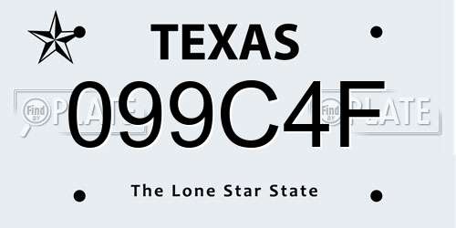 099C4F Texas License Plate