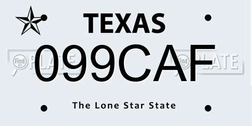 099CAF Texas License Plate